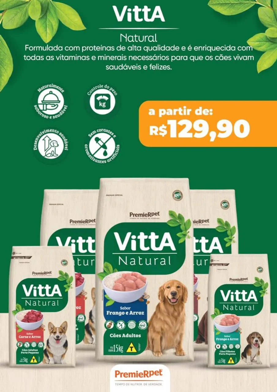 Ração Vitta Natural para Cães Adultos e Filhotes - Diversos Sabores