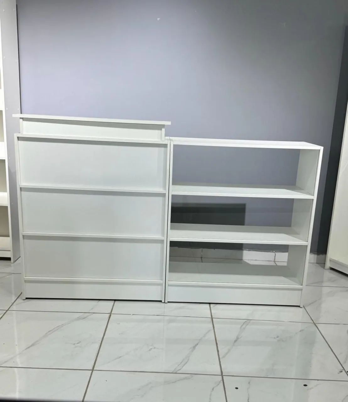 balcão caixa ripado - balcão vitrine com vidro temperado MDF  - Foto 2