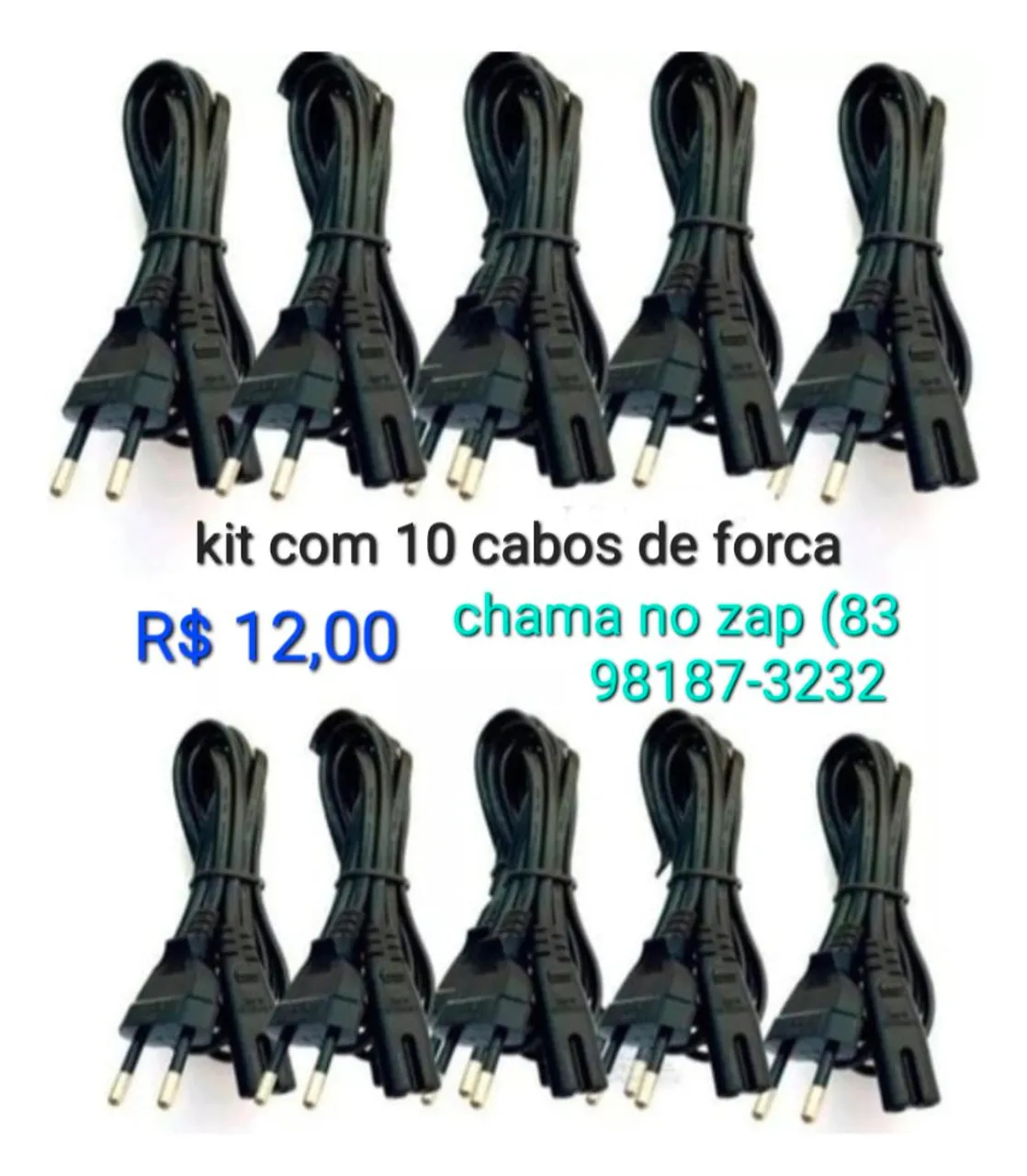 Kit 10 Cabos de Força - R$12,00