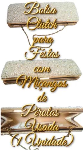 Bolsa para Festas com Miçangas de Pérolas Usada