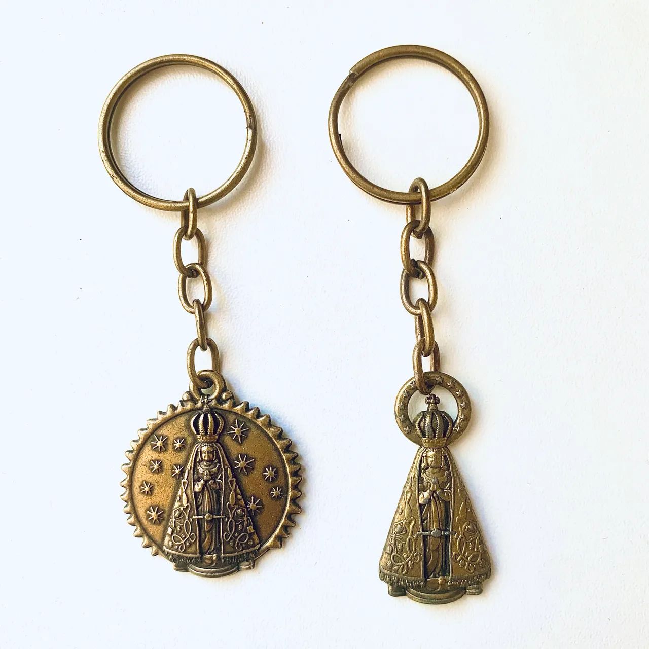 2 chaveiros novos nossa senhora aparecida dourado original 