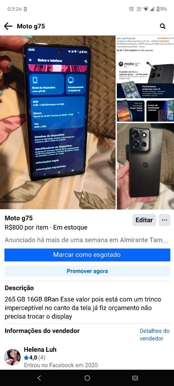 Moto G75 256G. Prova d'água com NFC 