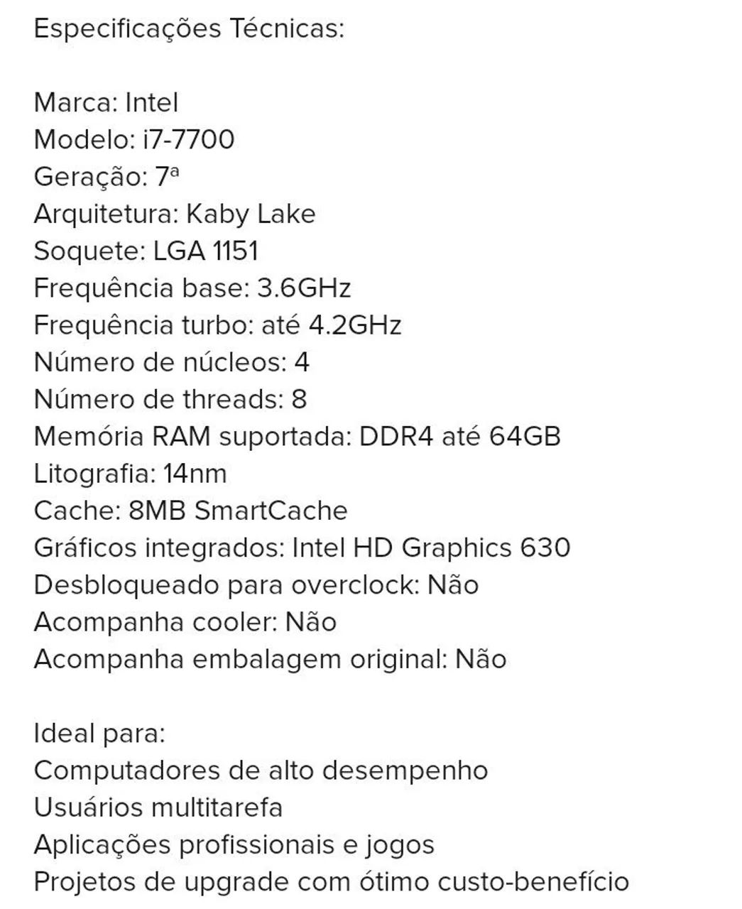 Vendo Processador i7 7700 - Foto 3