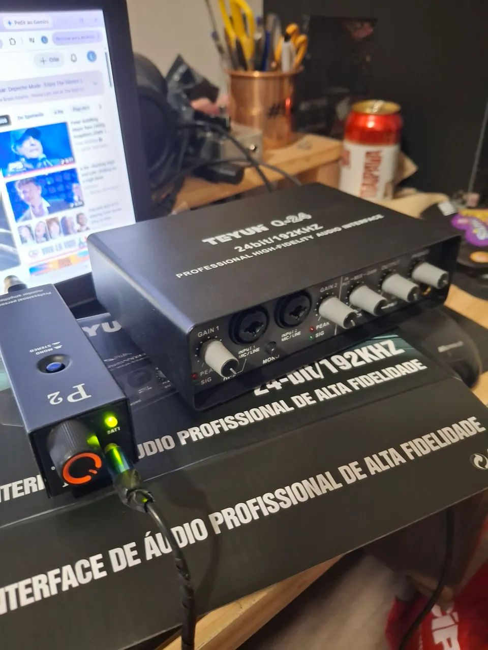 Vendo interface de audio Teyun Q-24 nova + amplificar de fone de ouvido