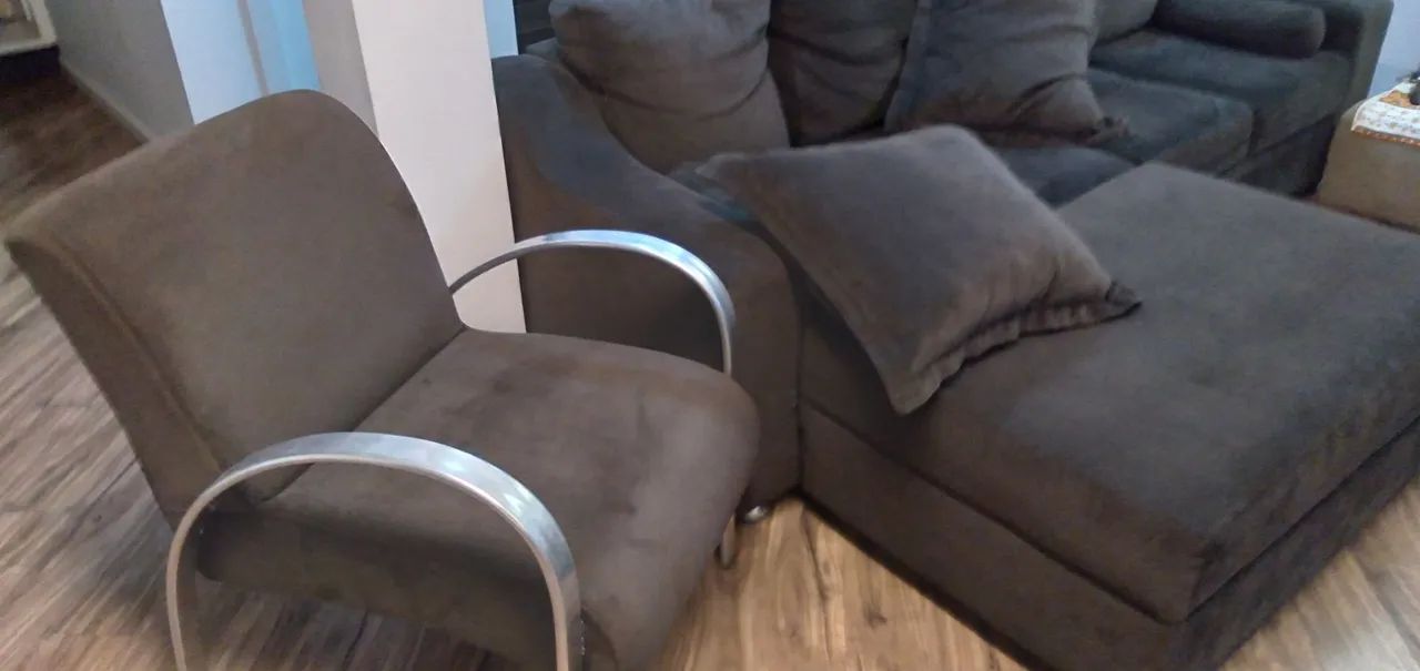 Conjunto sofá marrom