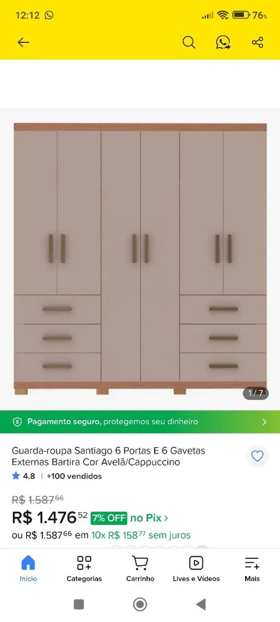 GUARDA ROUPA 6 PORTAS 