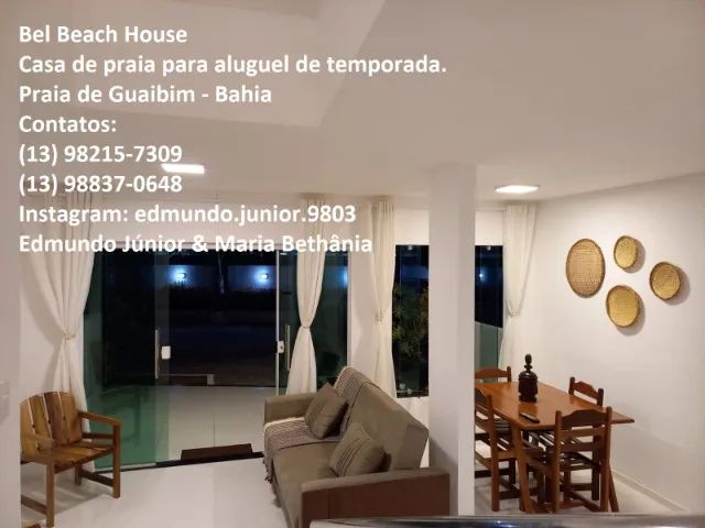 Aluguel de temporada - Casa triplex na frente do mar na Praia de Guaibim - BA - Foto 7