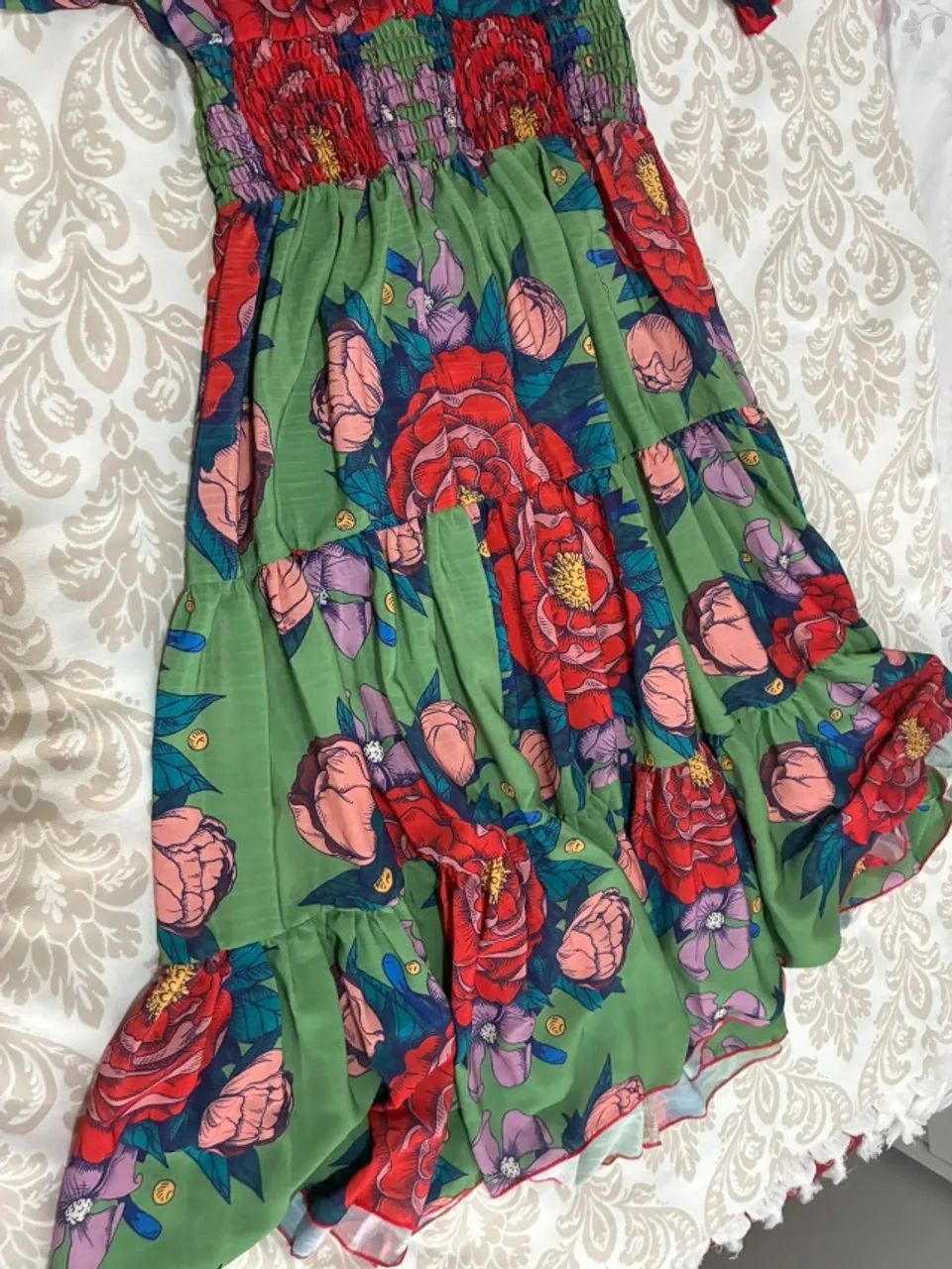 VESTIDO VERDE ESTAMPADO- TAM  - Foto 3