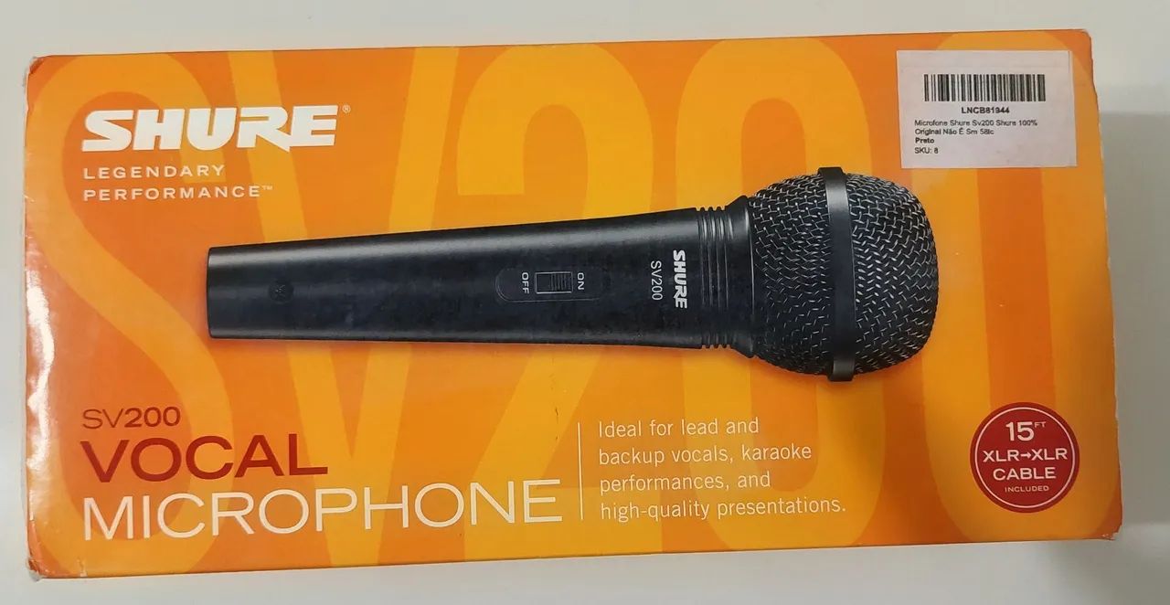 Microfone Shure SV 200 com fio.