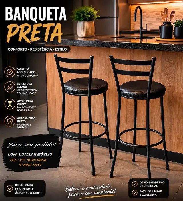 Lindas banquetas alta para área gourmet