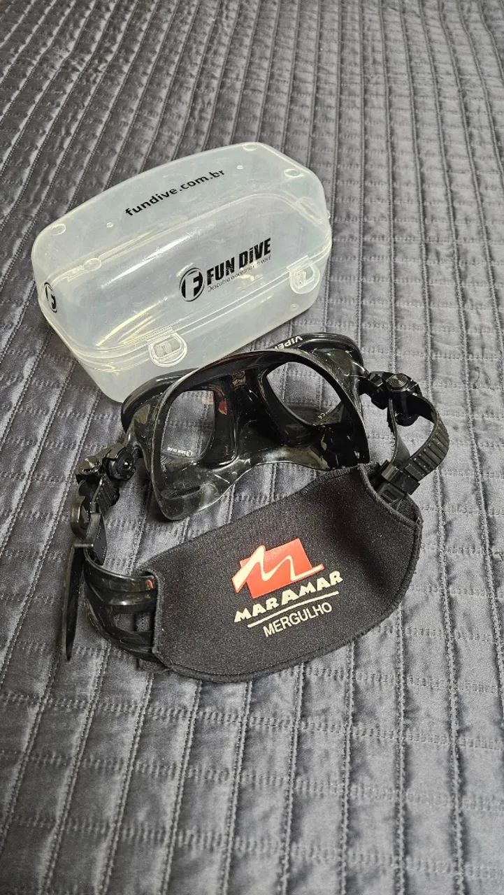 Máscara de Mergulho, Fun Dive Viper (Silicone Preto) + Estojo Rígido + Capa protetor - Foto 2