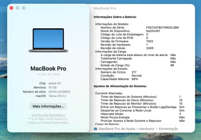 Macbook Pro M1  - 2020 (M1/16g/512g) 13 polegadas - Foto 2