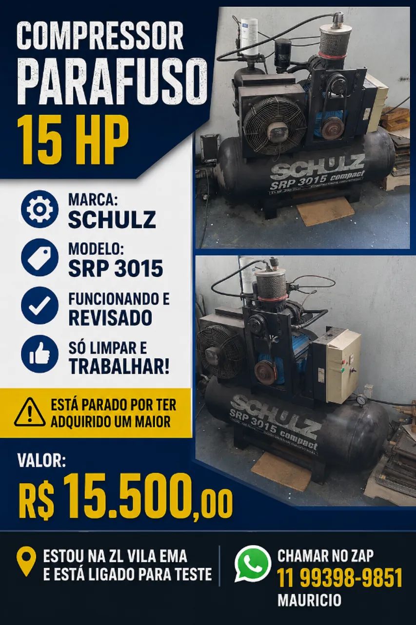compressor parafuso 15 hp