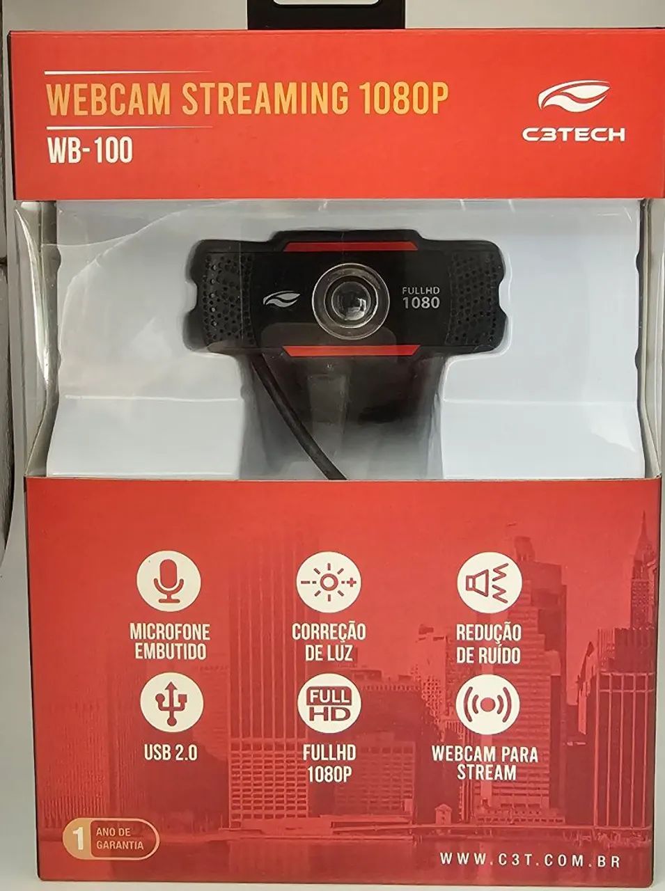 Webcam C3Tech WB-100BK Full HD 1080p c/ Microfone - Impecável - Foto 4