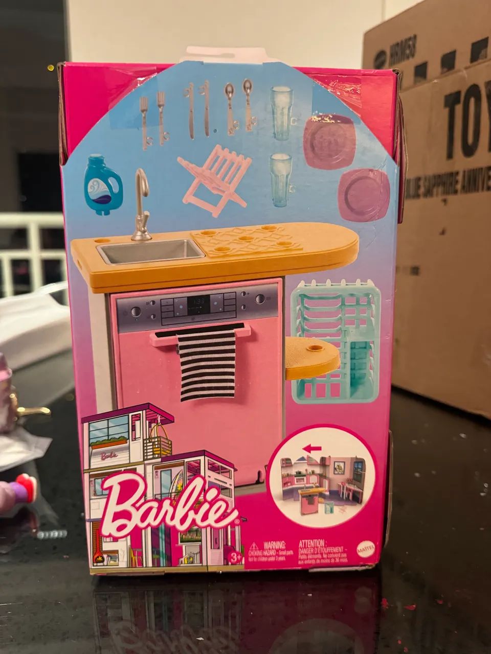 Kit casa Barbie lava louças acessórios para boneca móveis
