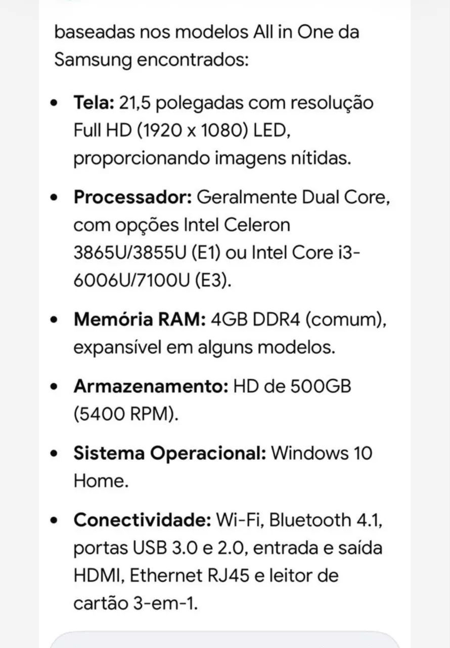 Desktop all in one Samsung 