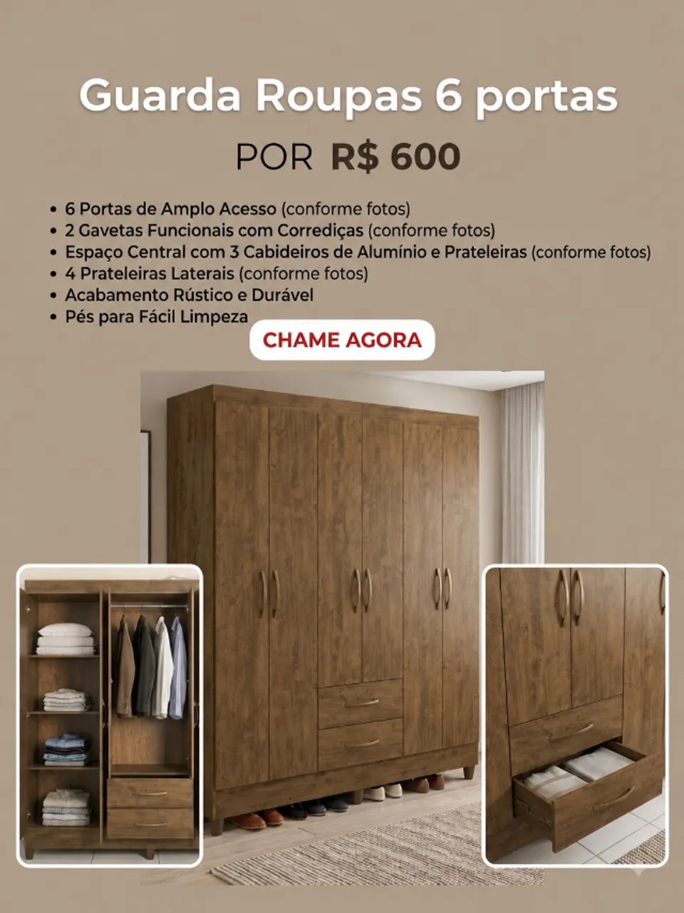 Guarda roupas 6 portas