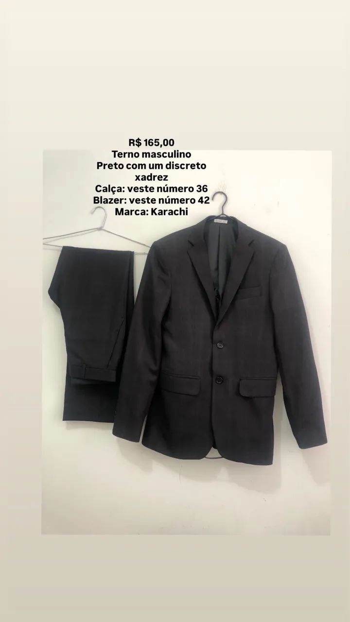 Terno masculino calça 36 blazer 42  - Foto 3