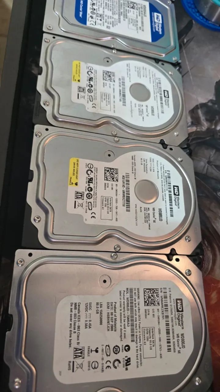 HDs 80Gb Lote de 4x Peças Sata 