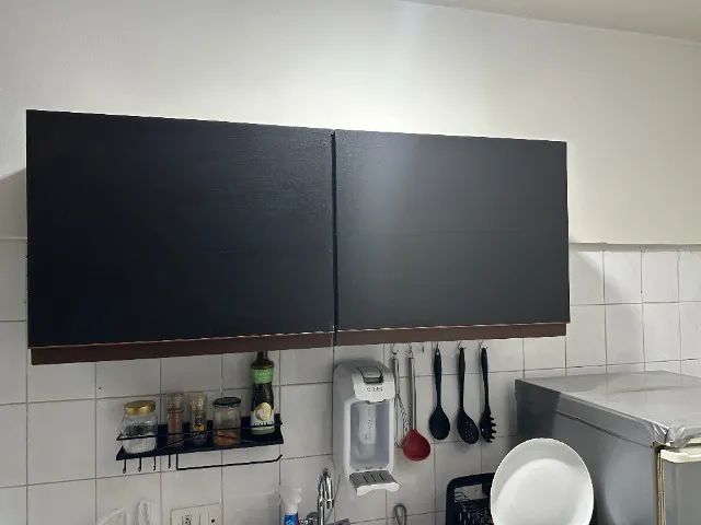 Armário Aéreo De Cozinha 120 X 50 Cm 2 Portas Cor Preto - Foto 5