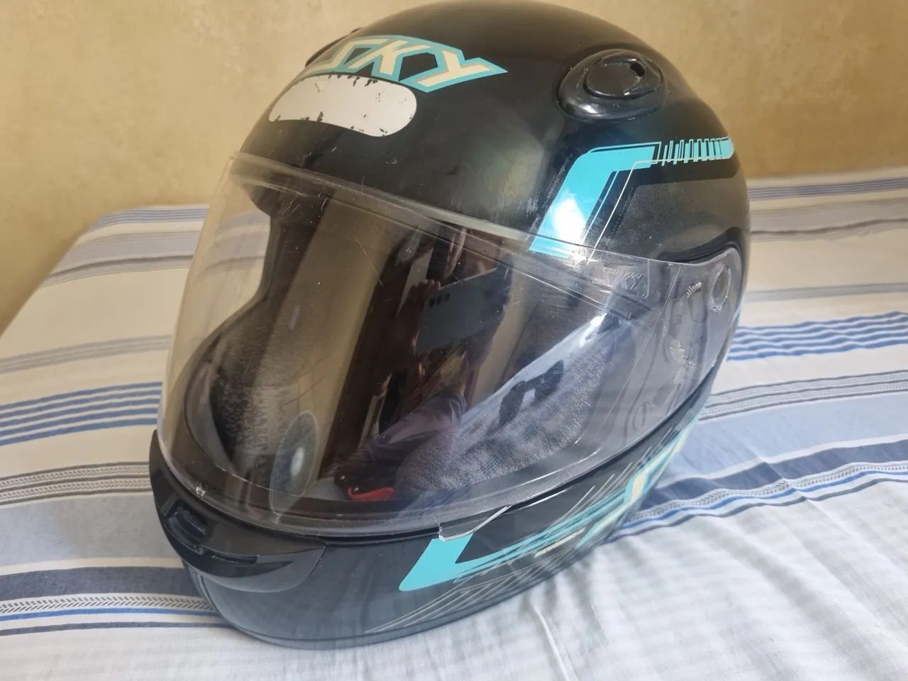Capacete Sky gamma azul/preto - Foto 4
