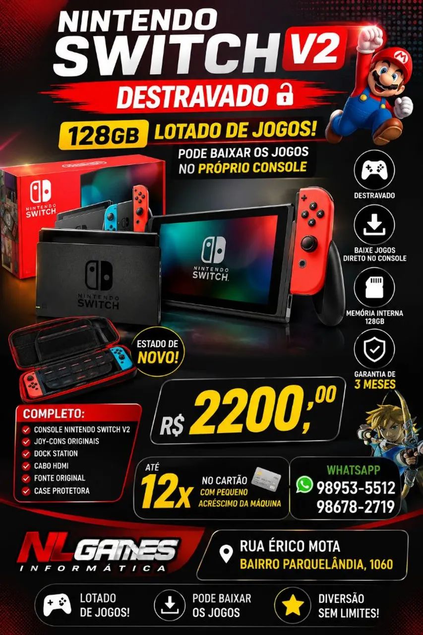 Nintendo switch v2 destravado 