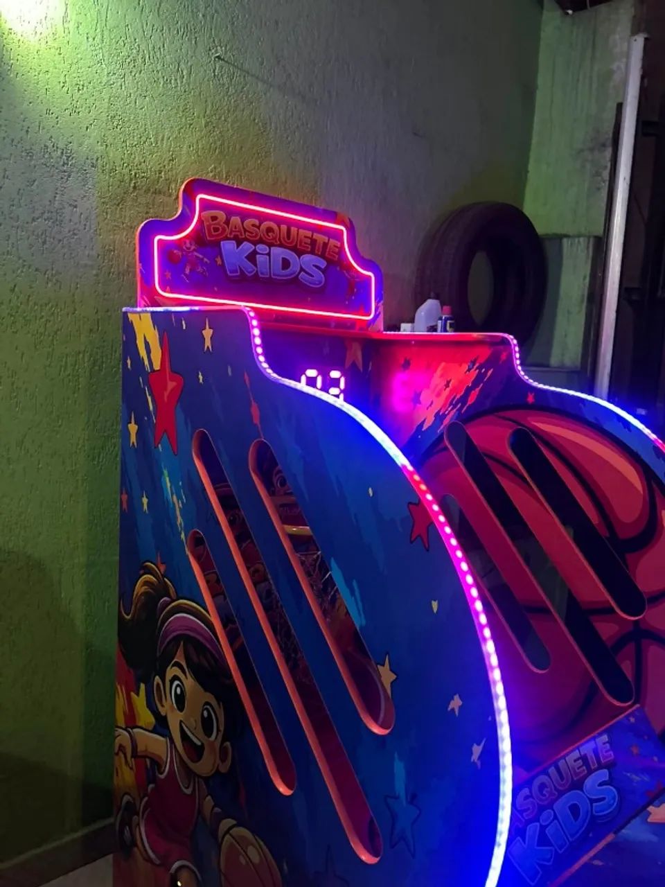 Combo Brinquedos Arcade Basquete Kids + Pebolim Infantil com LED - Foto 3