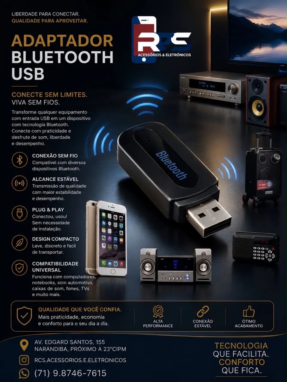 Adaptador Bluetooth Para Som P2/USB