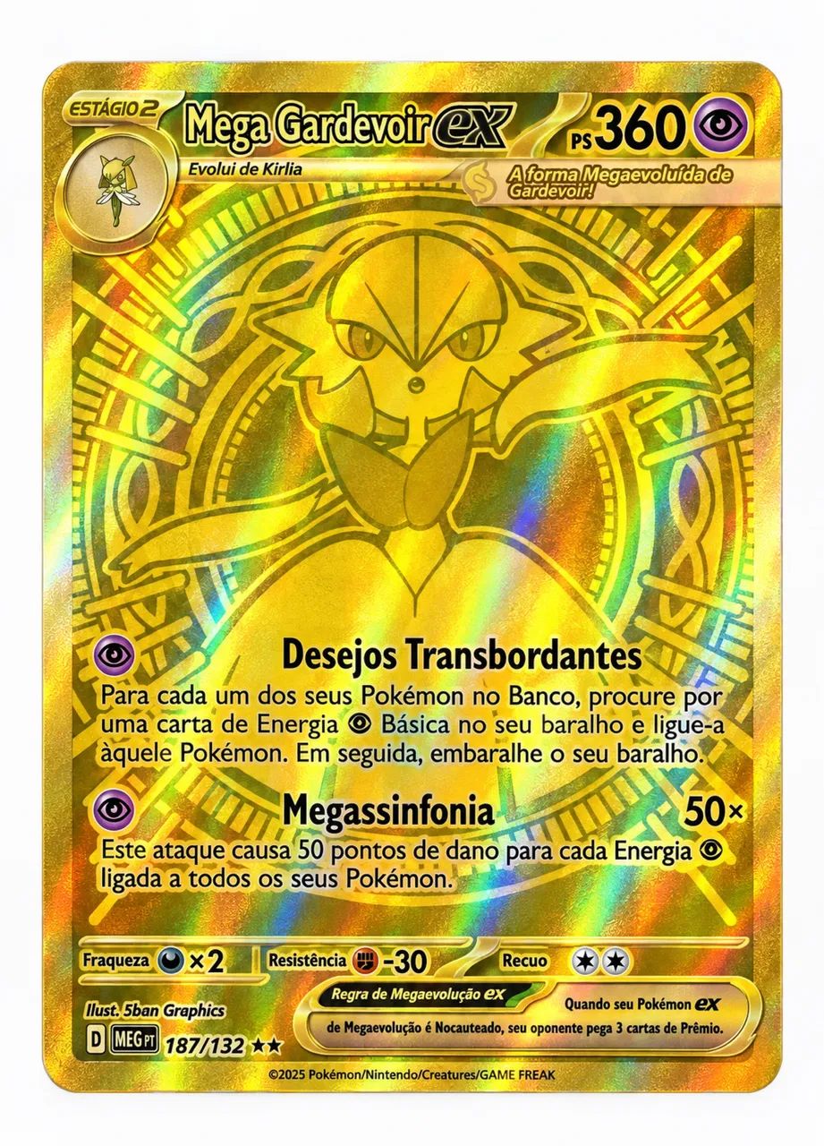 Mega Gardevoir ex 187/132 Reverse Holo Dourada - Pokémon TCG