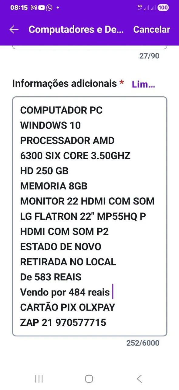 PC  3.50GHZ  HDMI  - Foto 4