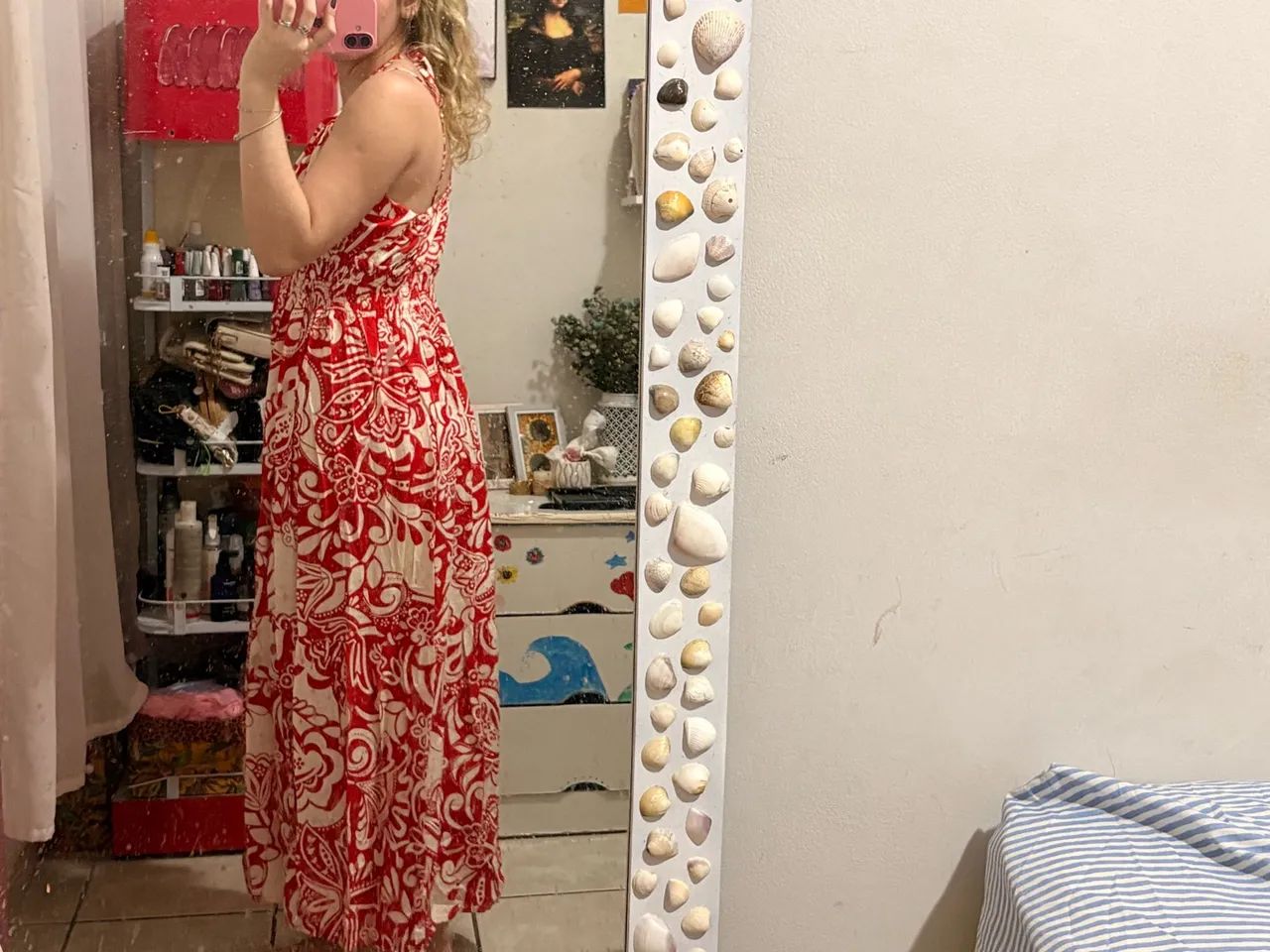 Vestido longo vermelho florido  - Foto 2