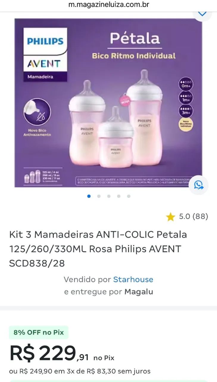 Kit de Mamadeiras Philips avent rosa - Foto 5
