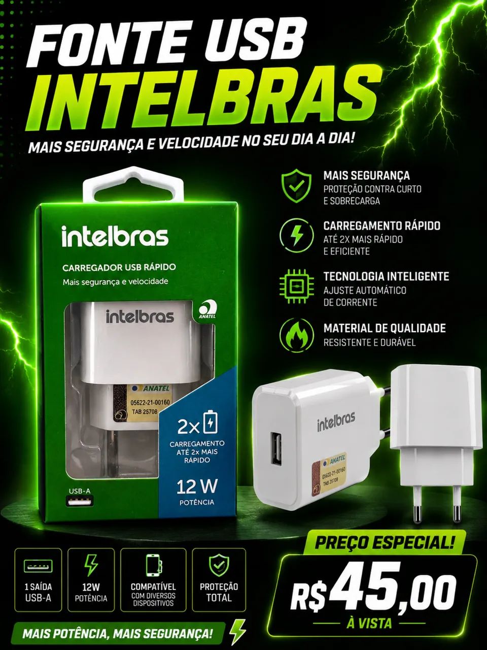 Fonte USB intelbras 