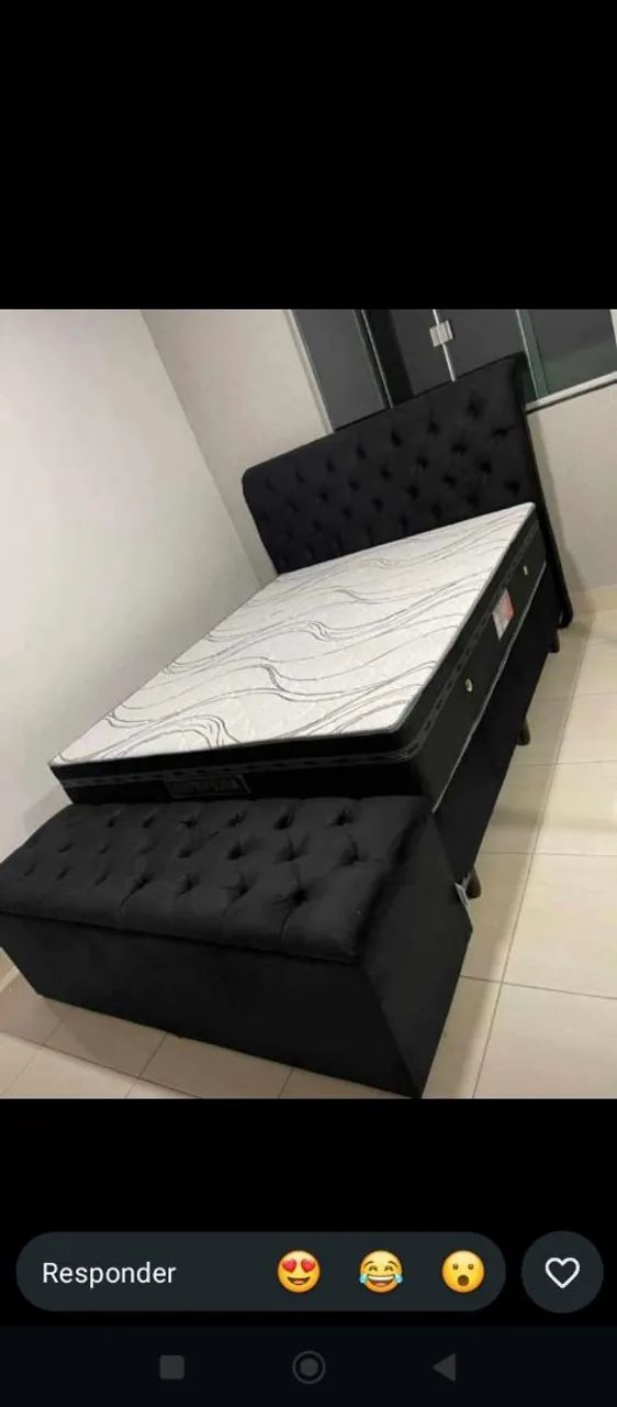 Cama casal + cabeceira + bau