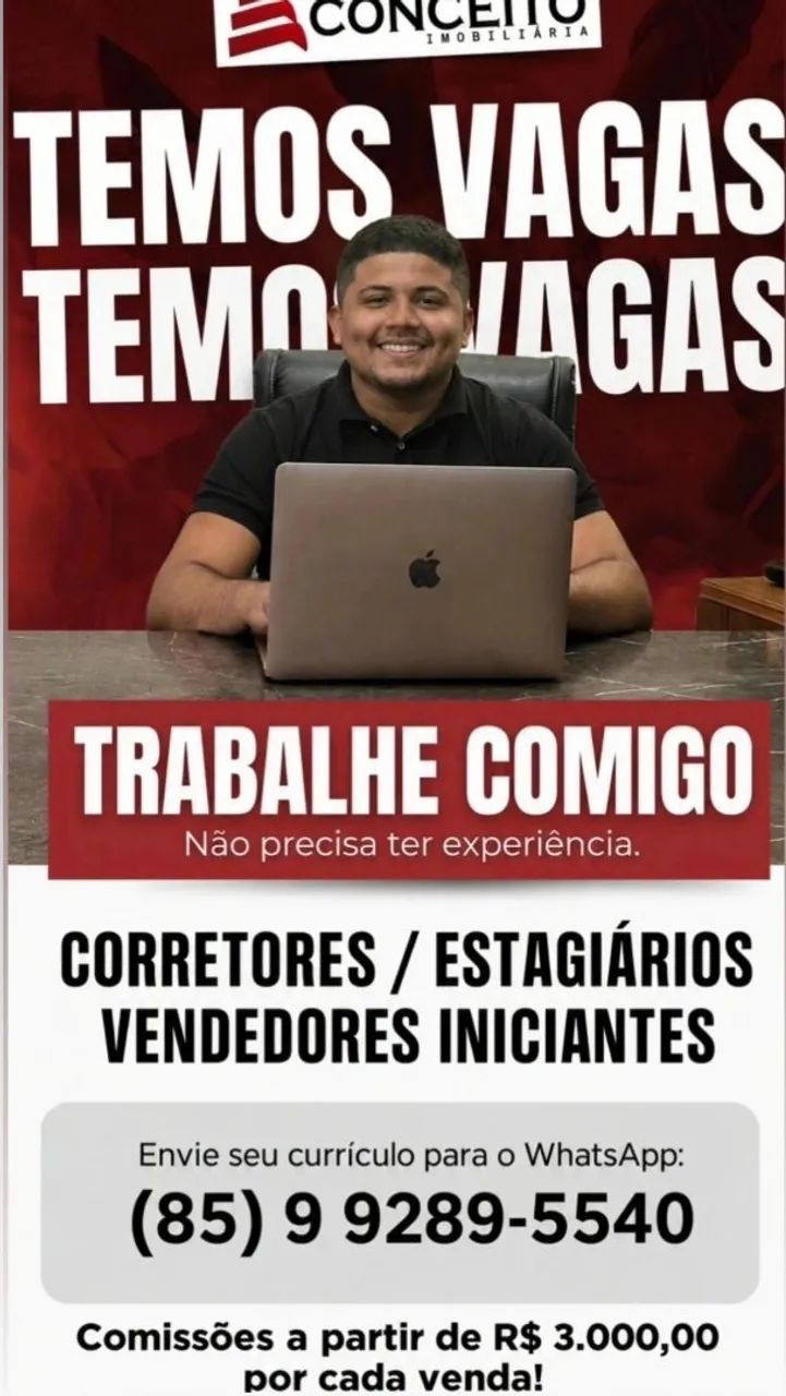 VAGA PARA CORRETORES DE IMÓVEIS!