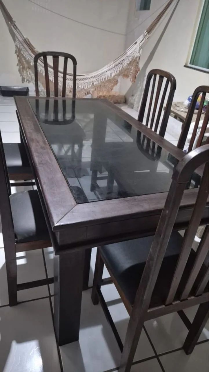 Mesa 6 cadeiras Madeira Maciça 