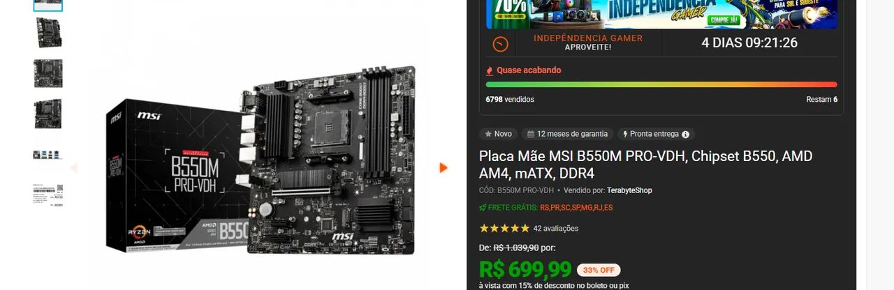 kit am4 top 16gb ram 5500x3d b550m msi - Foto 2