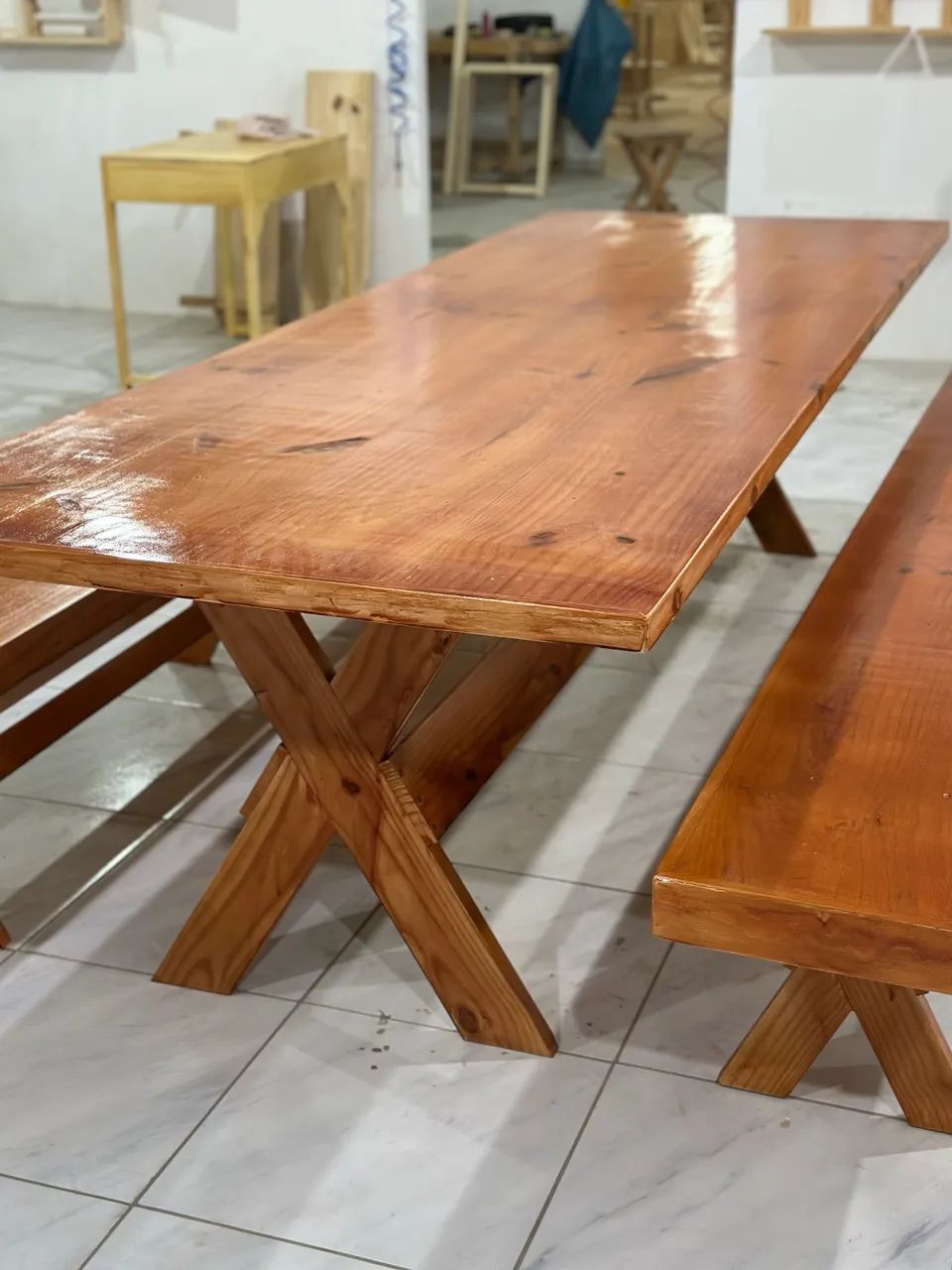 Mesa 3,00 x 1,00 Madeira Maciça - Foto 4