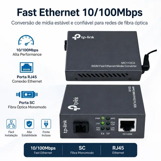 Conversor TP-Link MC112CS com fonte  - Foto 2