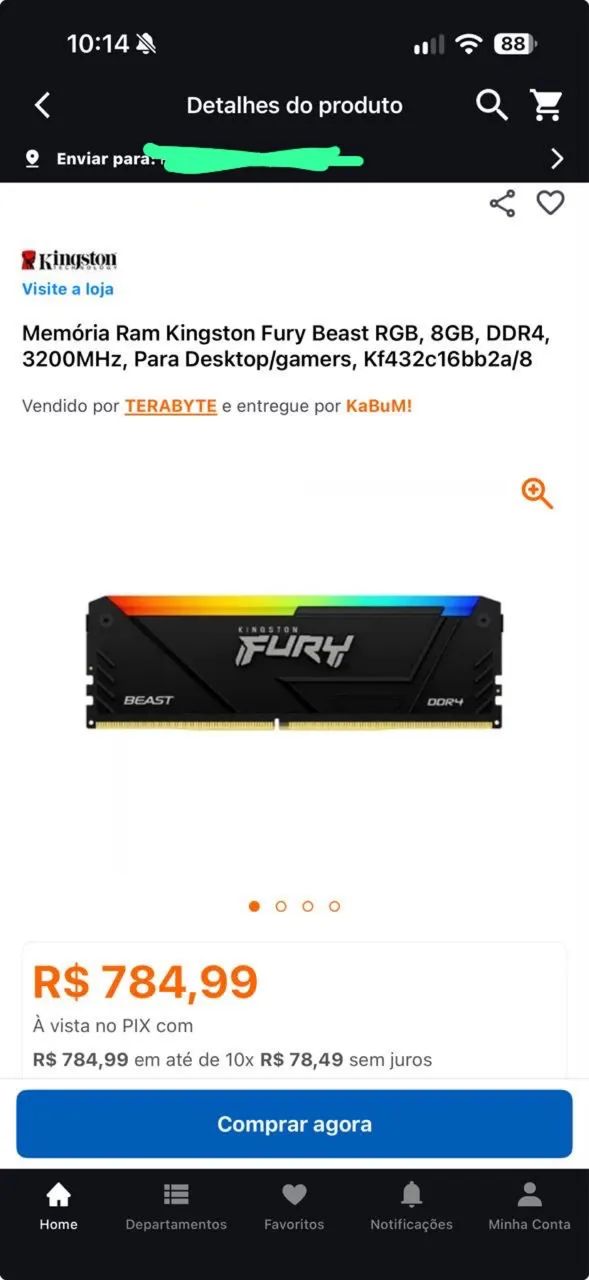 Memória ddr4 fury hyperx RGB 8GB - Foto 4