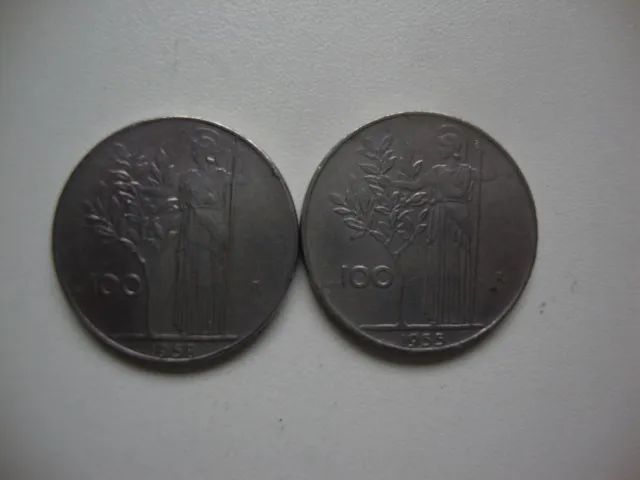 Lote 2 Moedas 100 Liras .