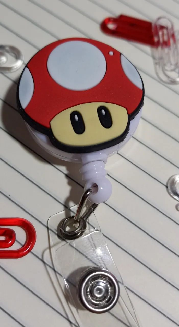 Porta-Crachá Retrátil Roller Clip Divertido Personalizados Toad Super Mario Bros
