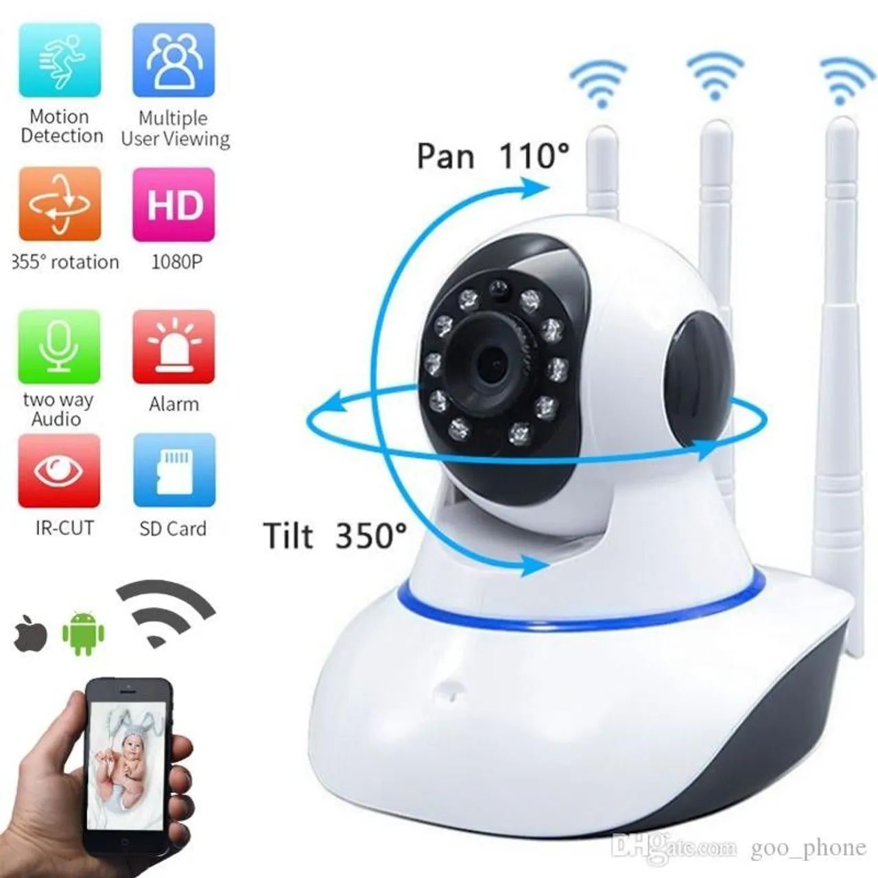 CÂMERA WIFI ROBÔ 3 ANTENAS YOOSE FHD 360° - Foto 2