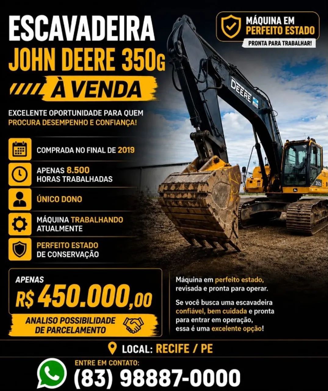 ESCAVADEIRA JOHN DEERE 350g