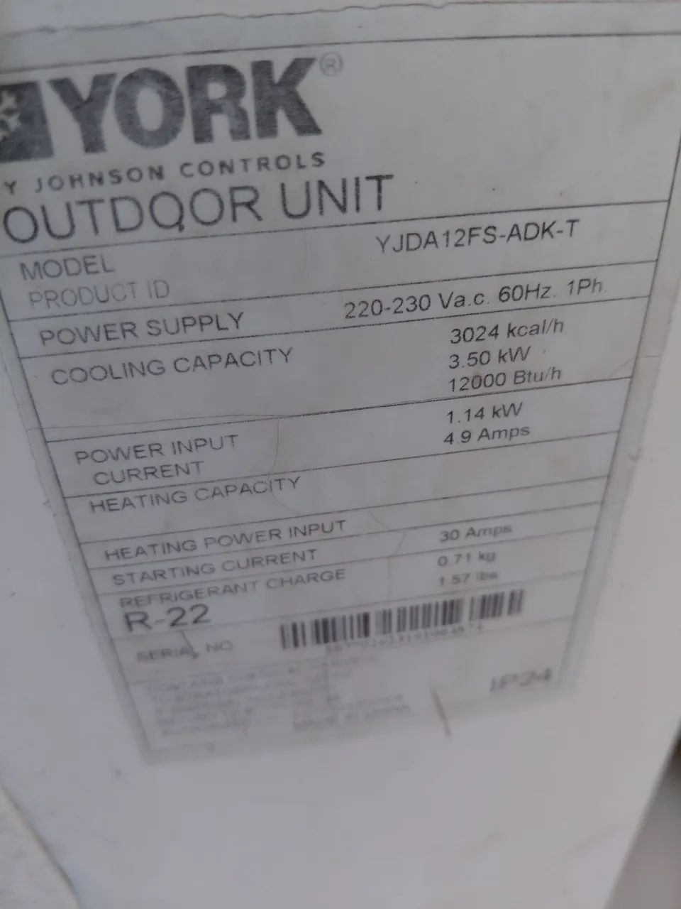 Ar cond. Split 12000btus