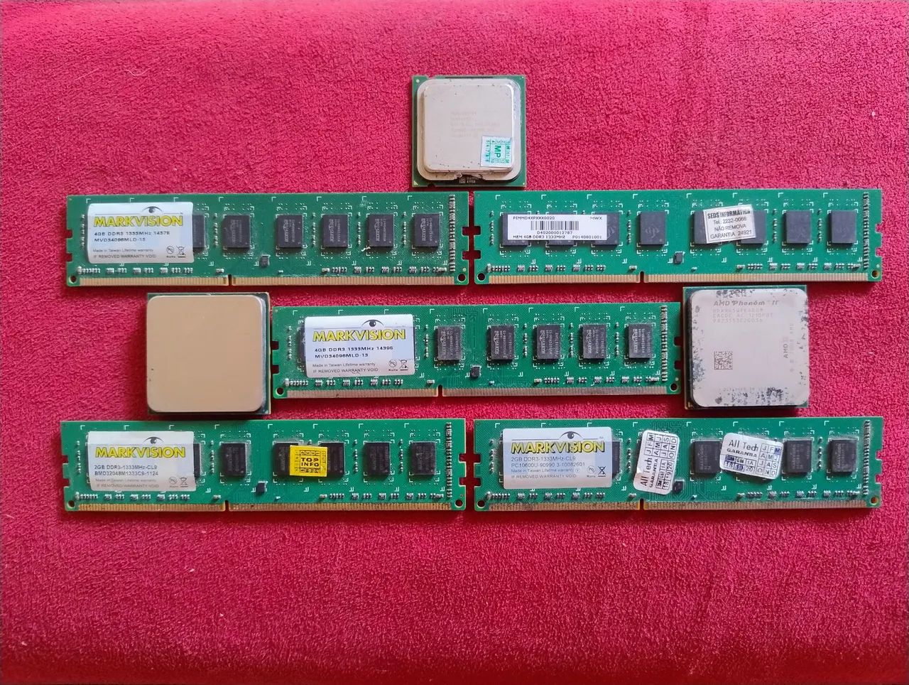Lote de Memória RAM e Processador de Pc/Computador 