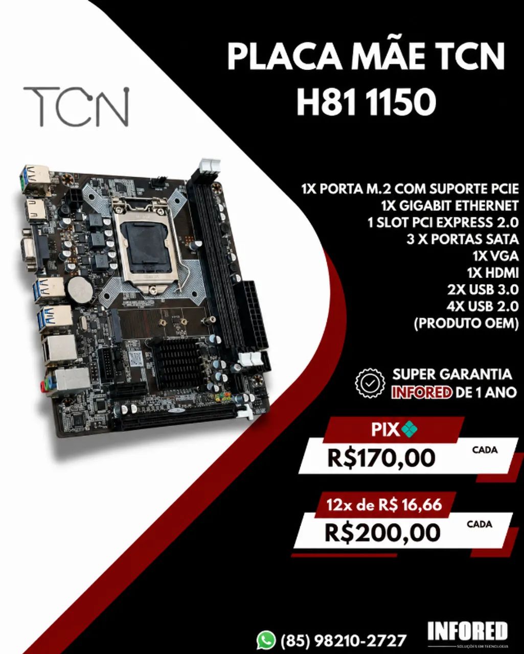 Placa-mãe TCN H81 LGA 1150  