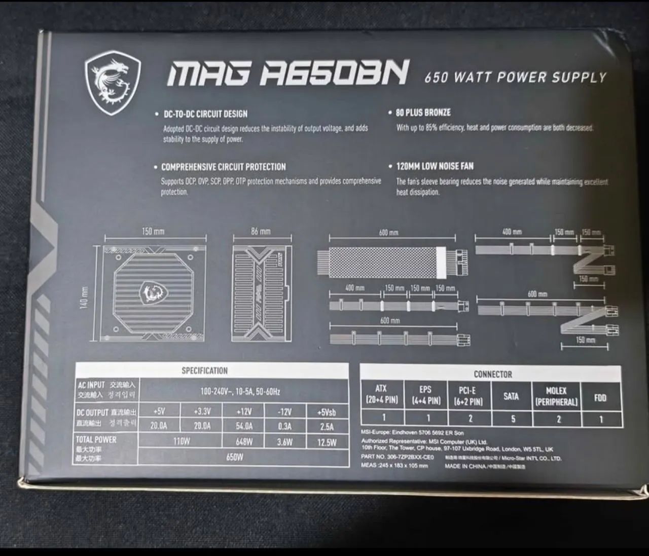 Fonte Msi Mag A650BN 80 plus Bronze - Foto 3