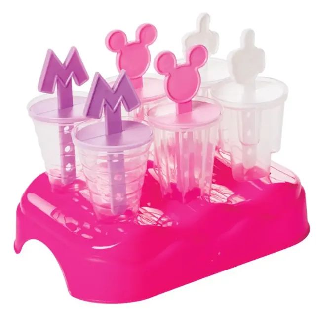 Forma para 6 Picolés, Sorvetes Plasútil Livre Bpa da Minnie cor Rosa - NOVA