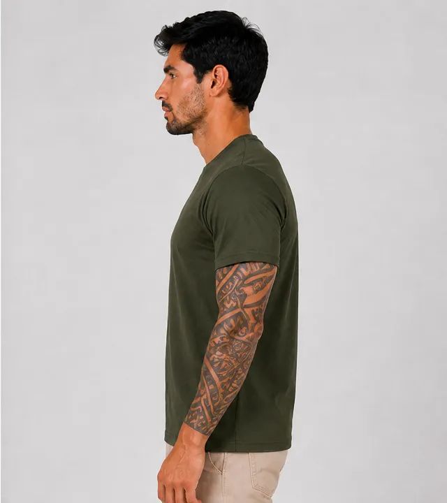 Camiseta Algodão Penteado Verde Musgo - Foto 3